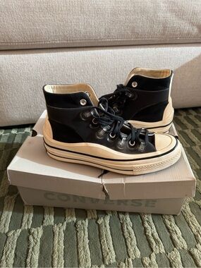 Converse x Kim Jones Black and Cream High-Top Platform Sneakers
